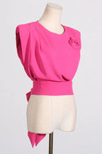 Sleeveless bow top and wide leg pants set - View 7 | TEVQA
