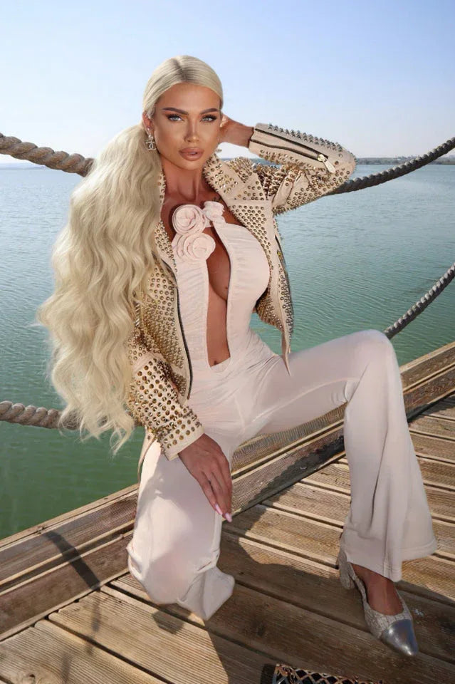 Vissarion 3D Flower Pleat Jumpsuit - TEVQA
