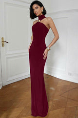 Golden Bead Trim Halter Sheath Dress | Dress In Beauty