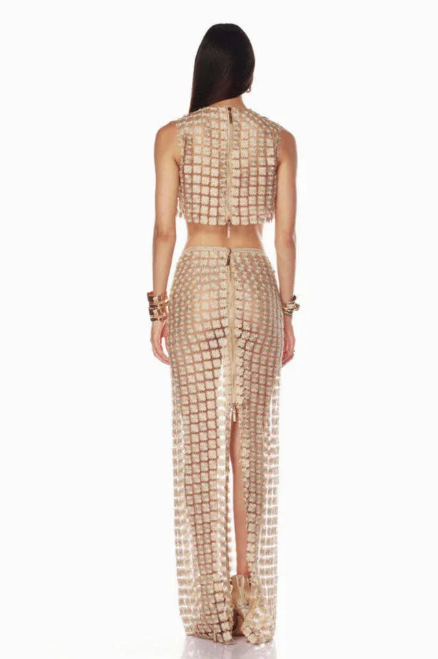 Saia Champagne Crochet Set - TEVQA