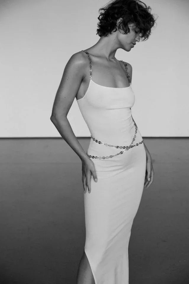 Katalina Knit Maxi Dress with Chain Strap - View 9 | TEVQA