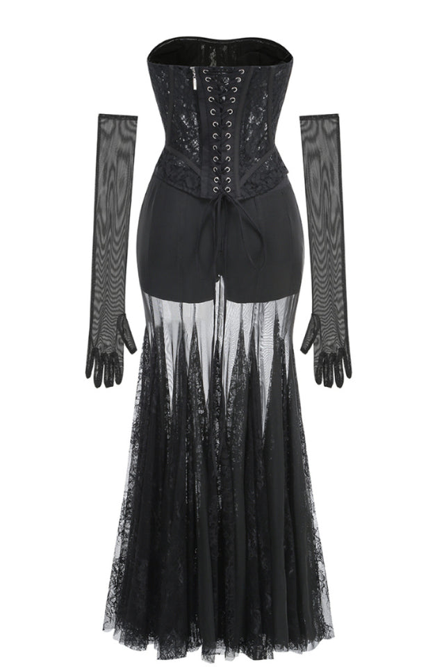 Strapless Lace Corset A Line Dress | Dress In Beauty