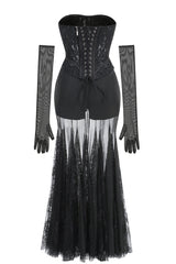 Strapless Lace Corset A Line Dress | Dress In Beauty