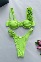 Ruched bikini set with floral accents and sweetheart neckline - View 6 | TEVQA