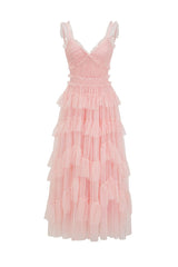 Ruffle V Neck Tiered Tulle Evening Dress | Dress In Beauty
