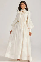 Embroidered Lace-Up Maxi Dress - View 7 | TEVQA