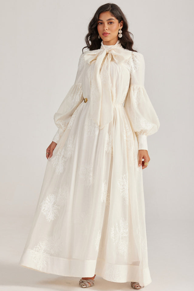 Embroidered Lace-Up Maxi Dress | Dress In Beauty