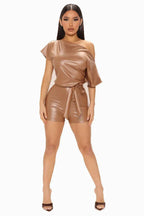 PU Leather Romper - TEVQA