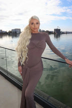 Strappy Long Sleeve Maxi Dress - TEVQA