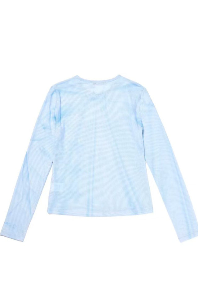 OPEN YY Ribbon Print Mesh Top | Dress In Beauty