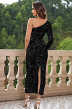 One Shoulder Sequin Maxi Dress - View 12 | TEVQA
