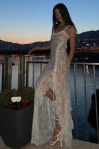 White Lace Maxi Dress - View 13 | TEVQA