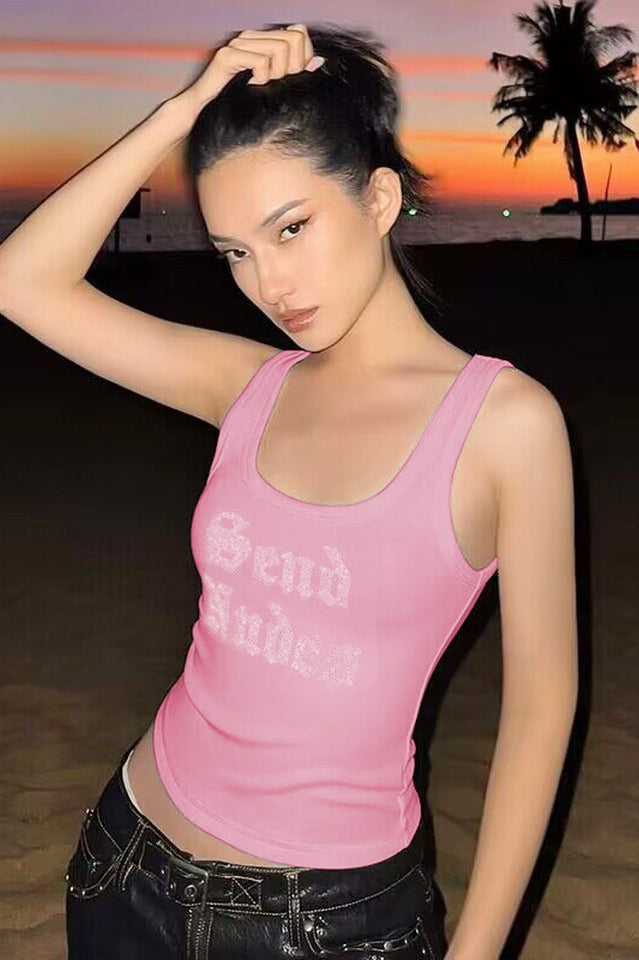 Send Nudes Rhinestone Tank Top | Dress In Beauty