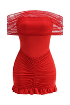 Off Shoulder Mesh Mini Dress - View 7 | TEVQA