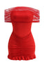 Off Shoulder Mesh Mini Dress - View 7 | TEVQA