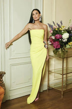 Floral Strapless Evening Gown - View 7 | TEVQA