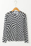 Black and white wavy checkered mesh top - View 6 | TEVQA