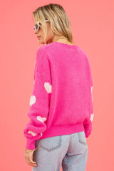 Mega Love Heart Prints Knit Sweater | Dress In Beauty
