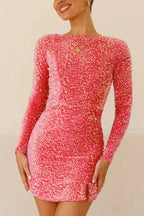 Sequin mini dress with tie back detail - View 6 | TEVQA