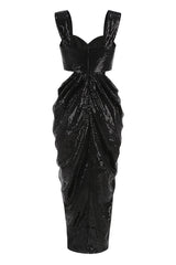 Rosette Cut Out Sequin Maxi Dress | Dress In Beauty