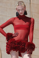 Sally Mock Neck Sheer Mini Dress | Dress In Beauty