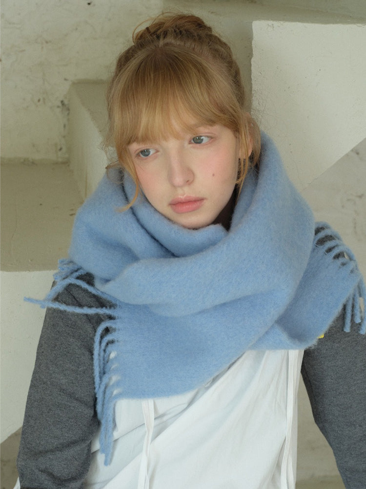 Extra Long Brushed Wool Blend Scarf