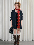 Festive Red Tanghulu Shaped Knit Scarf