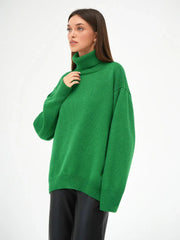 Classic Oversized High Neck Knit Sweater - TEVQA