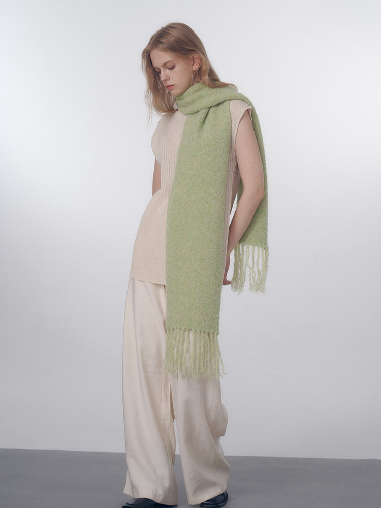 Korean Chic Bouclé Wool Blend Scarf