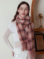 Oversized confetti knit scarf with rainbow speckles and fringe detail - View 8 | TEVQA
