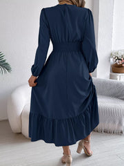 Emerald Green Ruffle Smocked Waist Maxi Dress - View 18 | TEVQA