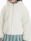 Cream white sherpa fleece hoodie with bunny ears - View 6 | TEVQA