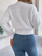 Orange Cable Knit Cinched Waist Sweater - View 22 | TEVQA