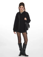 Y2K Grunge Asymmetrical Zipper Hoodie - TEVQA