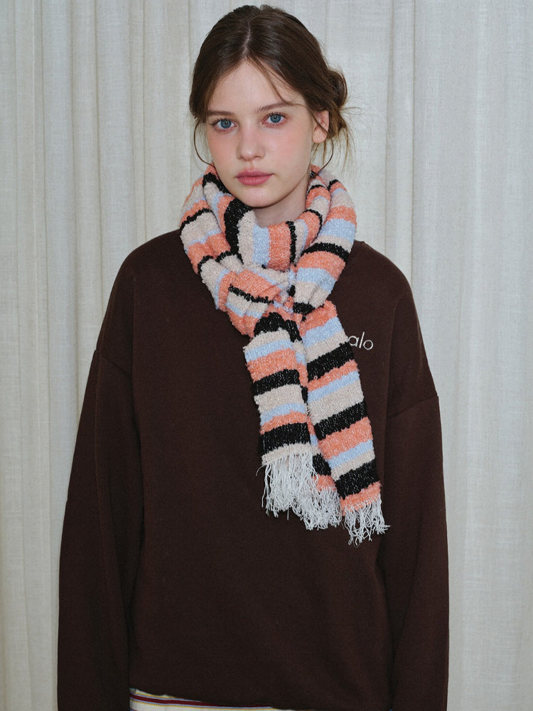 Y2K Grunge Retro Striped Wool Blend Scarf