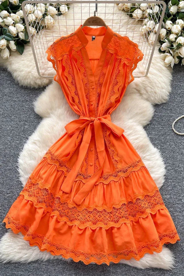 Livia Embroidered Lace Tiered Mini Dress - View 9 | TEVQA