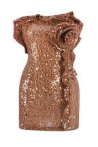 Strapless Sequin Floral Ruffle Dress - TEVQA