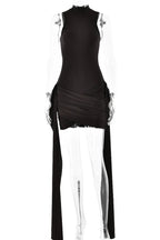 Anji High Neck Criss Cross Mini Dress - TEVQA