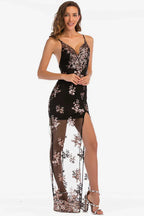 Backless Sequin Party Maxi Dress - TEVQA