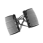 black interlocking hair combs with elastic cords