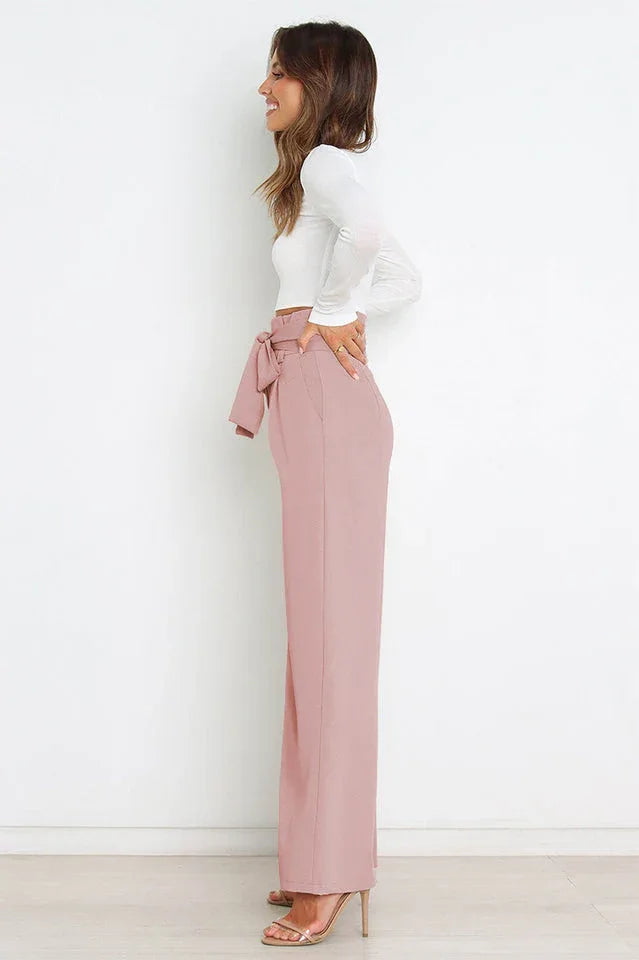 Belted wide leg crepe trousers - View 59 | TEVQA