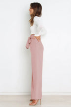 Belted wide leg crepe trousers - View 59 | TEVQA