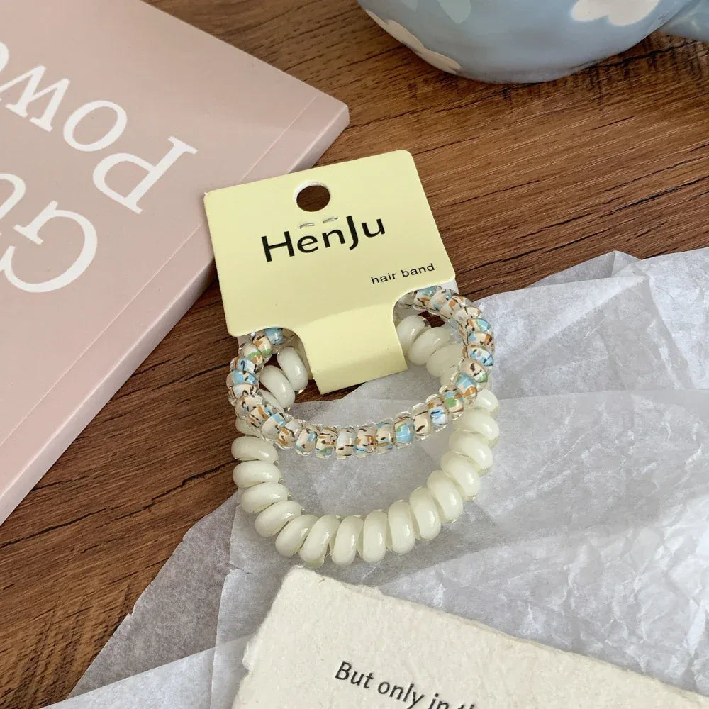 Ditsy floral spiral hair tie in pastel color - View 8 | TEVQA