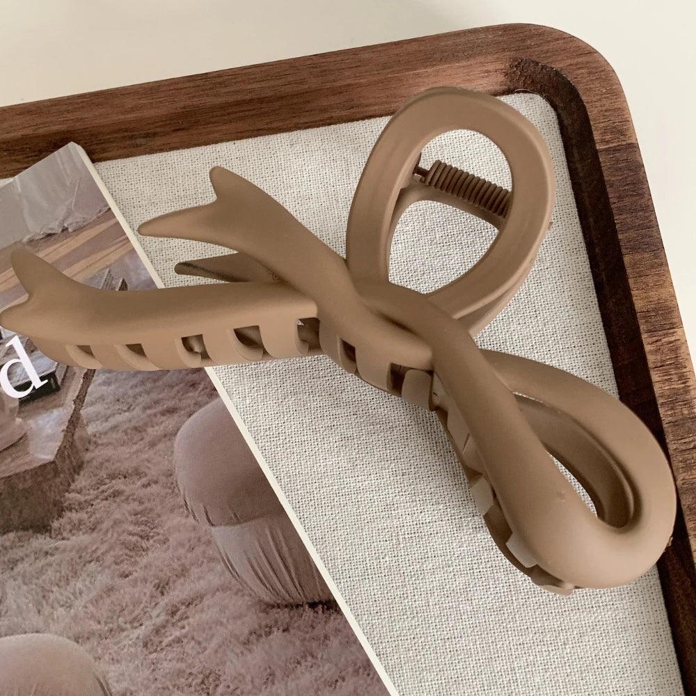 Large 4.6 Inch Matte Bow Hair Claw Clip - Lightweight Strong Hold - TEVQA