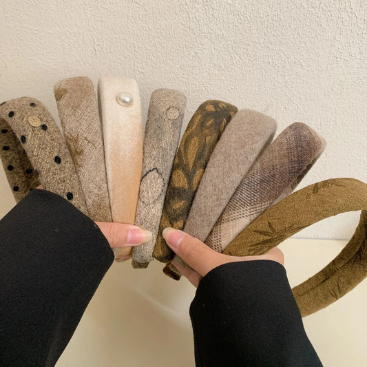 Vintage-Inspired Padded Headband Collection - 1.2 Inch Autumn Textures