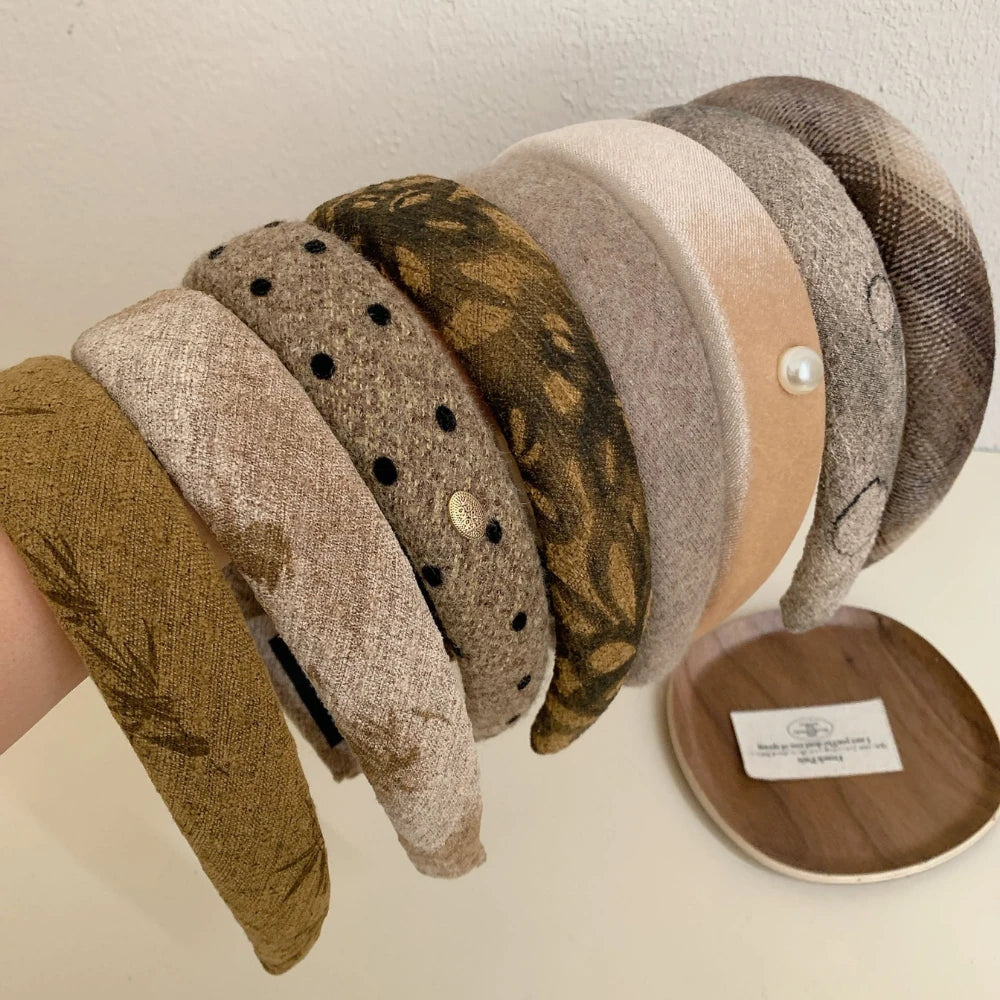 Vintage-Inspired Padded Headband Collection - 1.2 Inch Autumn Textures