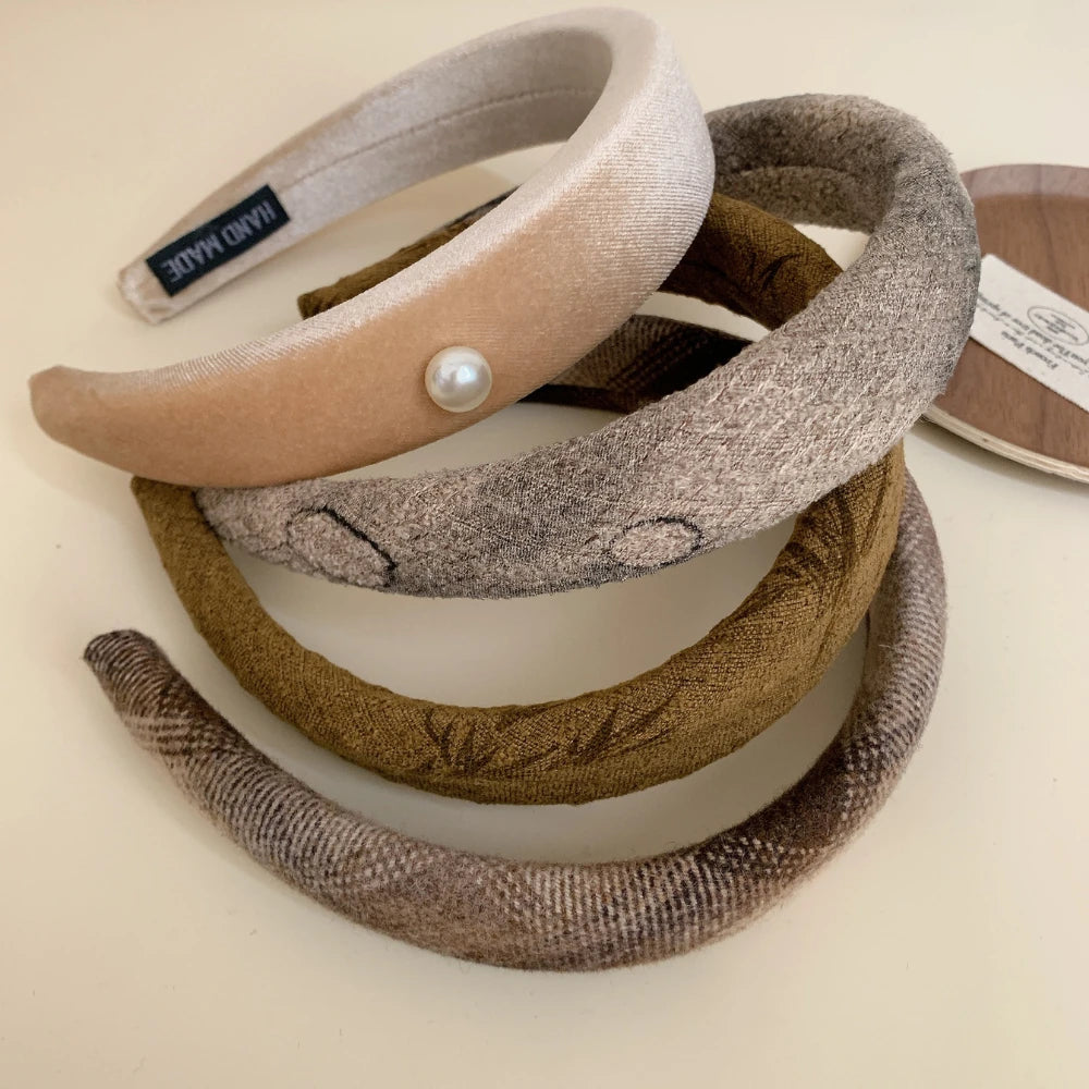 Vintage-Inspired Padded Headband Collection - 1.2 Inch Autumn Textures