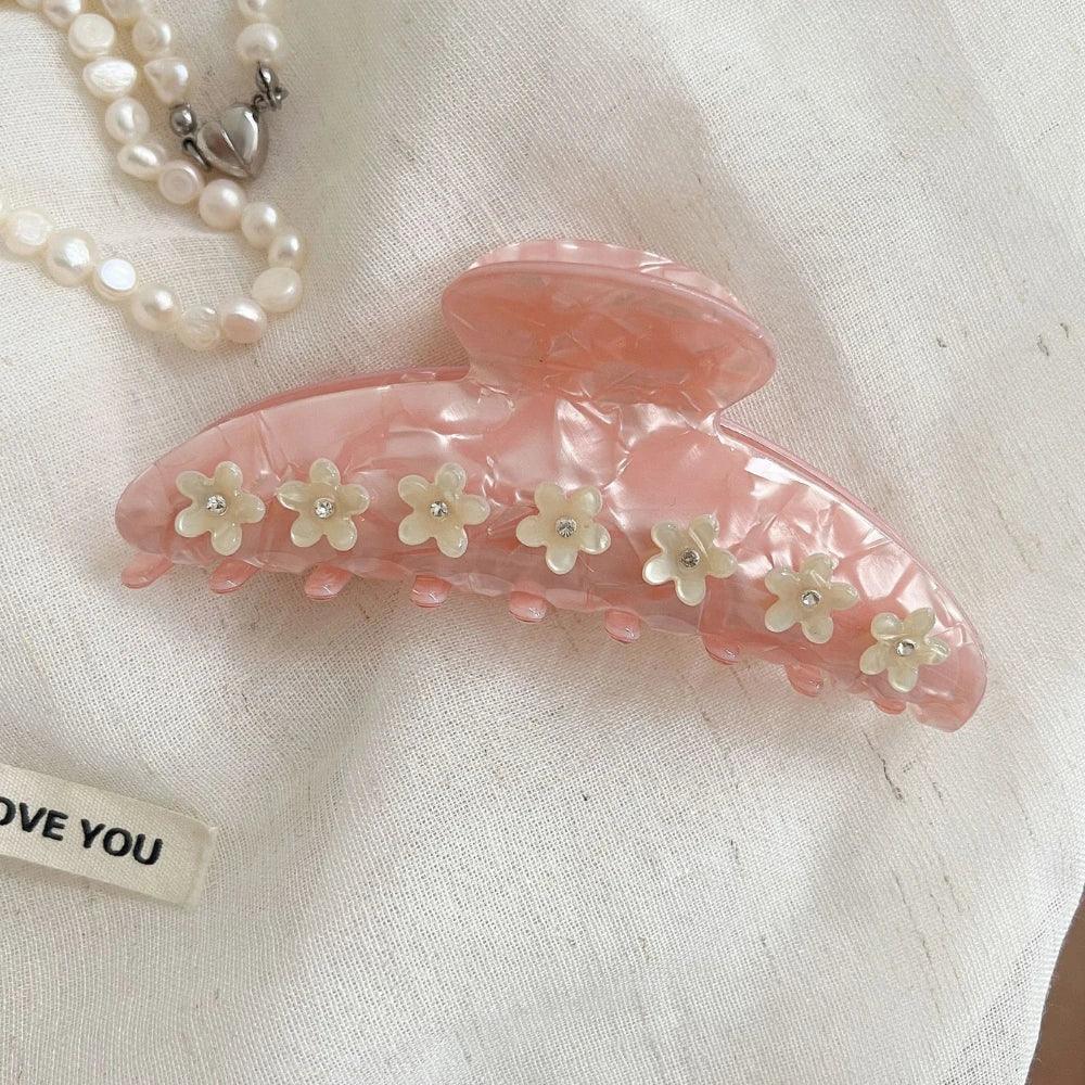 Pearlescent Cherry Blossom Acetate Hair Claw Clip - View 6 | TEVQA