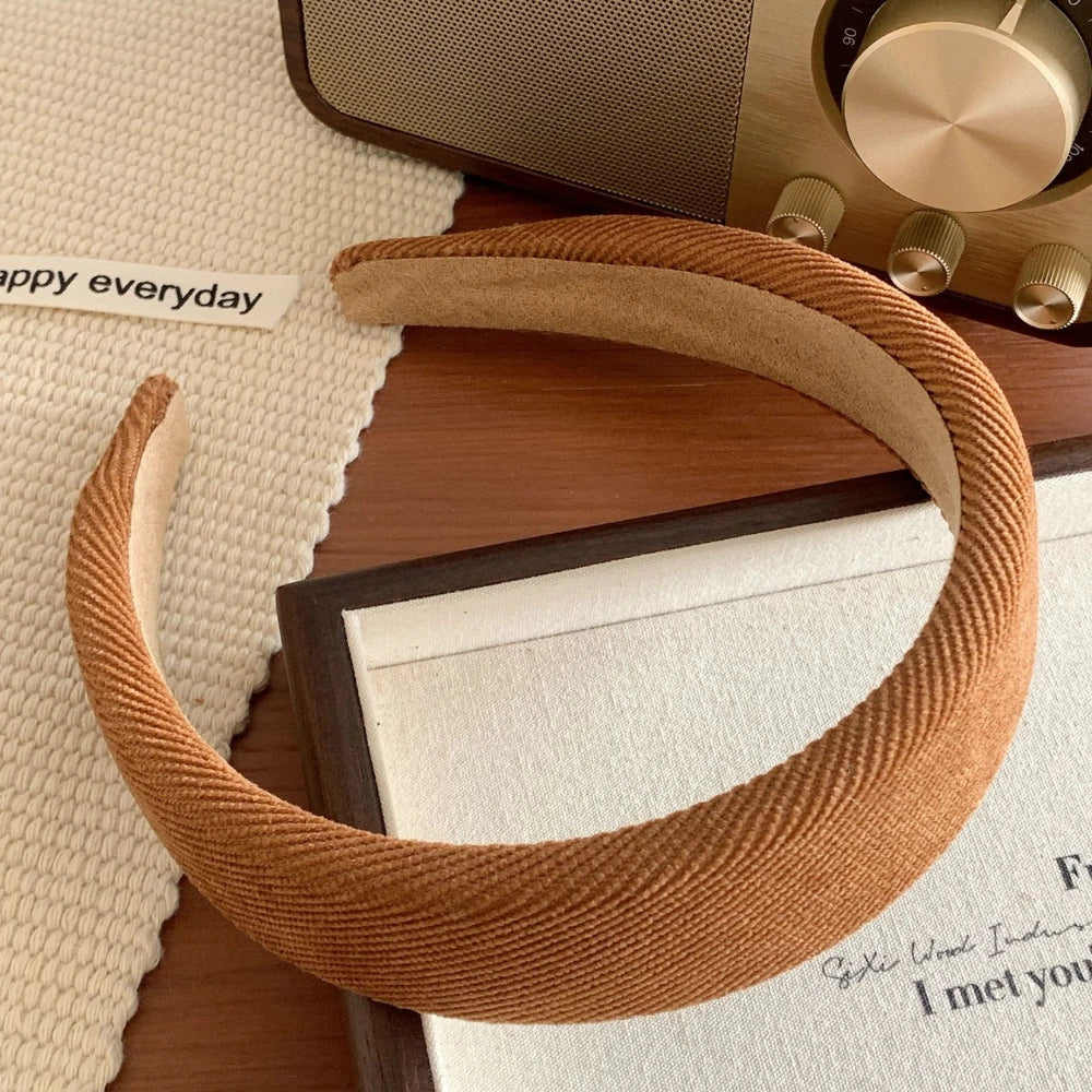 Wide Padded Headband in Brown & Neutral Tones - 1.2 Inch