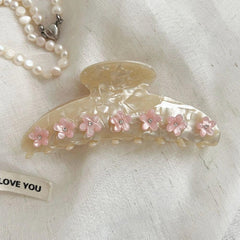 Pearlescent Cherry Blossom Acetate Hair Claw Clip - View 7 | TEVQA